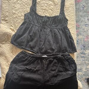 WeWoreWhat Black Two-Piece Tank and Lounge Set